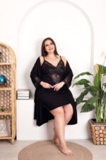 2li dantel detaylı sabahlıklı gecelik takımı - Görsel 2